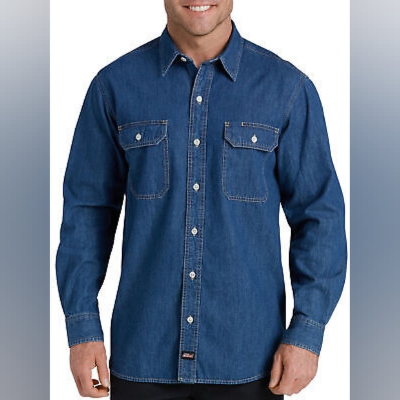 SOLD 💝3 FOR $30💝 Dickies Men's Long Sleeve Denim Button Down Work Shirt 3XL - Picture 5 of 5